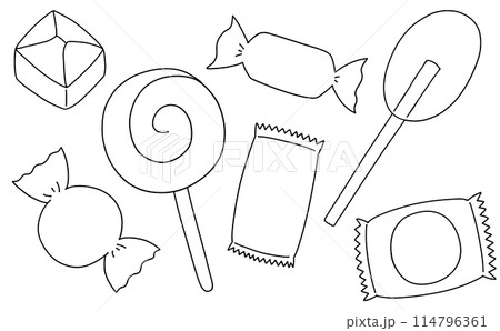ゆるめシンプルバラエティ飴セット　線画 114796361