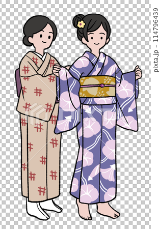 浴衣の着付けイラスト　女性 114796439