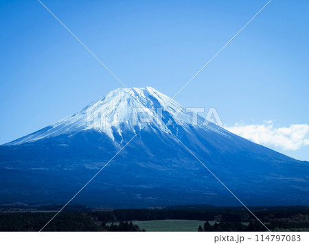 秋の冠雪の富士山 114797083