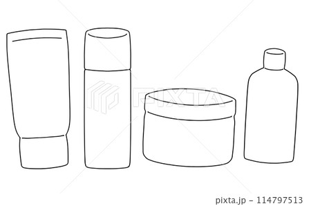 ゆるめシンプル化粧品(文字なし)線画 ゆるめシンプル化粧品(文字なし)線画 114797513