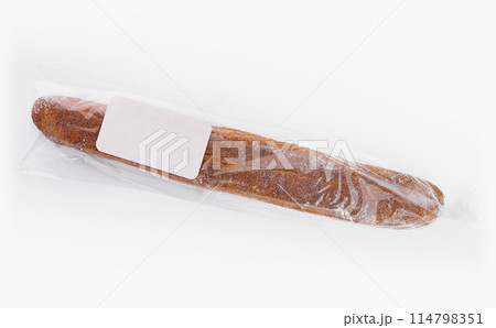 Fresh baguette in plastic packaging 114798351