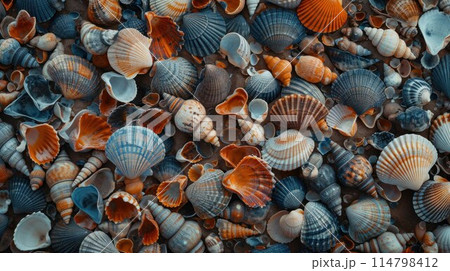 Mixed colorful sea shells as background 114798412