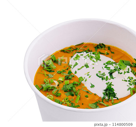Pumpkin and carrot soup with onion Pumpkin and carrot soup with onion 114800509