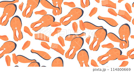 Red fish salmon seamless pattern 114800669