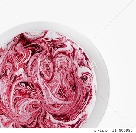 Swirl pattern yogurt with berry cake 114800989