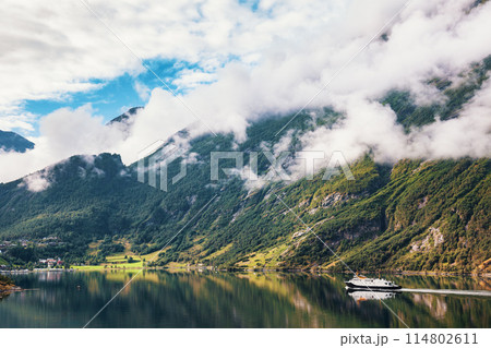 Scenic View of Geirangerfjord 114802611