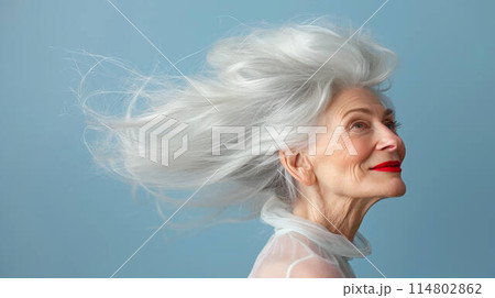 Happy woman in her 60s. High quality illustration 114802862