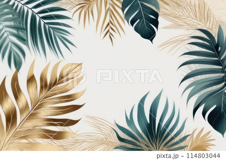 Artistic background with exotic greenery, forest and jungle wallpaper. 114803044