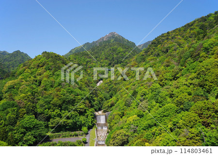 新緑の御在所岳山麓・湯の山かもしか大橋からの眺望《三重県・菰野町》 114803461