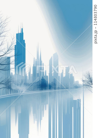 City winter modern skyline full with greenery parks and green spaces. 114803790