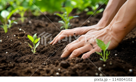 Planting saplings, caring for nature, fostering environmental well-being, AI Generated Planting saplings, caring for nature, fostering environmental well-being, AI Generated 114804102