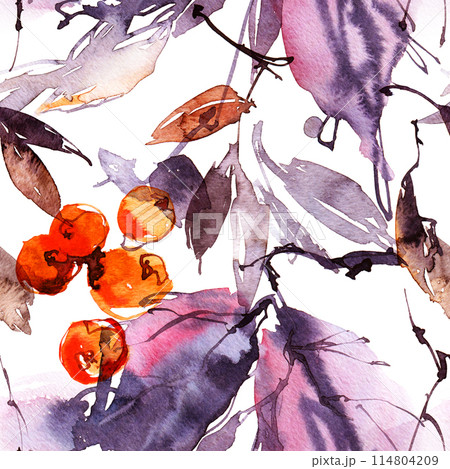 Watercolour leaves pattern 114804209