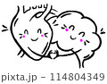 Happy Heart and Brain - Doodle style Vector Illustration 114804349