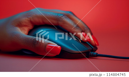 マウスを操作する女性の手 マウスを操作する女性の手 114804745