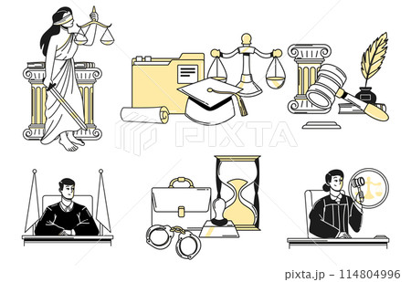 Justice elements in hand drawn design 114804996