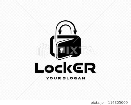 Storage locker shaped lock vector logo design Storage locker shaped lock vector logo design 114805009