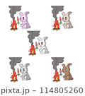 野うさ、登山うさぎ、ハイキングうさぎ、ゆるキャラうさぎ、かわいいうさぎのイラストセット 114805260