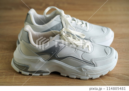 New stylish comfortable and useful white sneakers 114805481