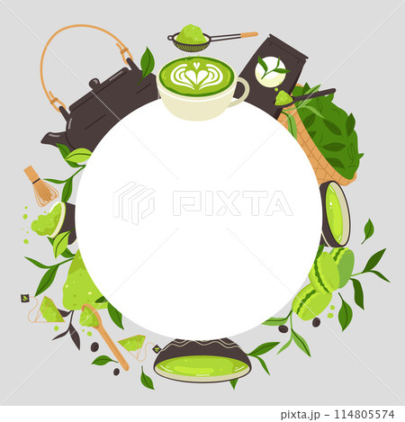 Matcha tea background in flat design 114805574