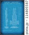 Top Secret Spaceship Carrier Blueprint with Text 114805587