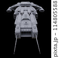 Spaceship Carrier Isolated on Black - Top Front View 114805588
