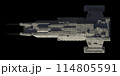 Spaceship Carrier Isolated on Black - Top View with Shadow 114805591