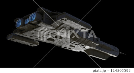 Spaceship Carrier Isolated on Black - View from Below Spaceship Carrier Isolated on Black - View from Below 114805593