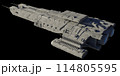 Spaceship Carrier Isolated on Black - Left Side Angled View 114805595