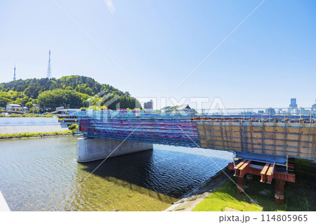 広瀬川の橋梁工事 広瀬川の橋梁工事 114805965