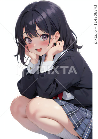 座る女子高生 114806543