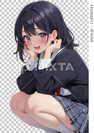 座る女子高生 114806543