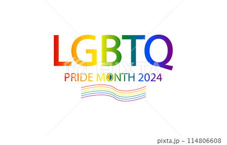 2024 Pride Month Uniting with LGBTQ Text and Flag Design 2024 Pride Month Uniting with LGBTQ Text and Flag Design 114806608