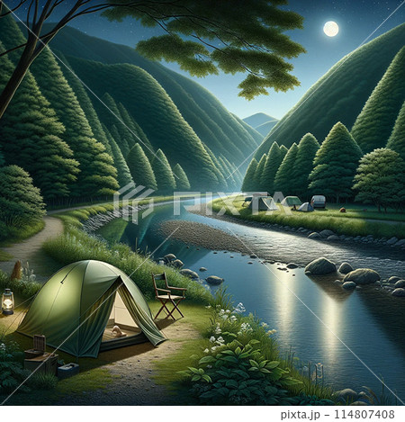 夜のキャンプ場 夜のキャンプ場 114807408
