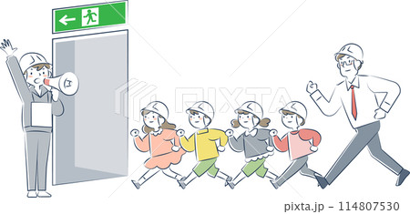 学校での避難訓練 114807530