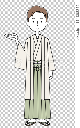 Illustration of a young man wearing a hakama Illustration of a young man wearing a hakama 114808252