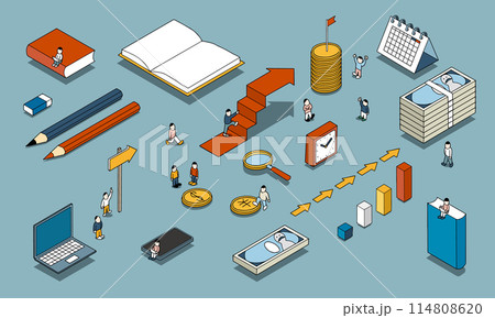 お金の勉強　ファイナンシャルリテラシー　投資・資産運用について学ぶ人々のイメージ 114808620