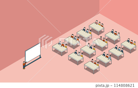 教室で講義を受ける学生、セミナーのイメージイラスト 教室で講義を受ける学生、セミナーのイメージイラスト 114808621