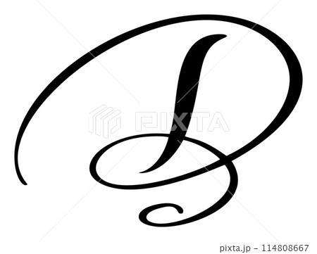 Vector calligraphy hand drawn letter D. Script font logo icon. Handwritten brush style 114808667