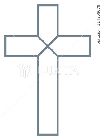 Cross of christian crucifix. Simple logo icon of christian Symbol of church of Jesus. Vector sign of catholic, religious and orthodox faith 114808678