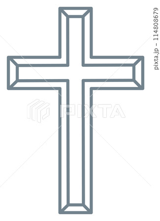 Cross of christian crucifix. Simple logo icon of christian Symbol of church of Jesus. Vector sign of catholic, religious and orthodox faith art deco 114808679