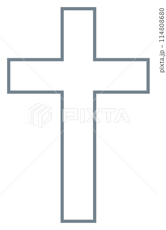 Cross of christian crucifix. Simple logo icon of christian Symbol of church of Jesus. Vector sign of catholic, religious and orthodox faith 114808680