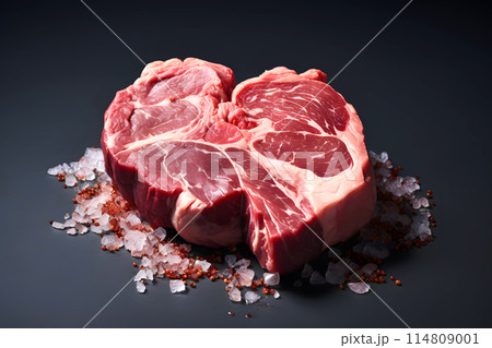 fresh beef meat on a dark background. nutrition and protein foods. kitchen and cooking 114809001