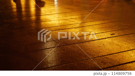 Vibrant Bokeh abstract blurred background music festival stage show performance party. Colorful bokeh background spark animate motion. Backdrop display with twinkling night life shape blinking light 114809756