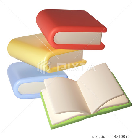 3D flying Books graduate Icon. Render Education or Business Literature. E-book, Encyclopedia, Textbook Illustration 114810050
