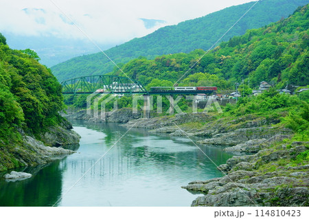 三繩～祖谷口間の絶景：吉野川橋りょうを渡る観光列車 114810423
