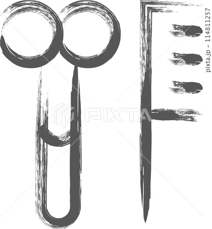 筆書きミニミニアイコン　床屋 114811257