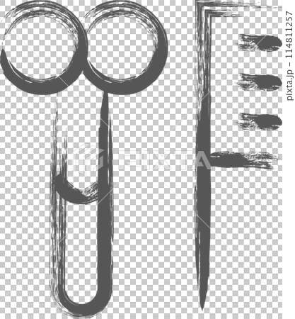 筆書きミニミニアイコン　床屋 114811257