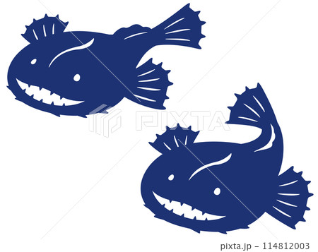 紺色のアンコウのシルエットイラスト 紺色のアンコウのシルエットイラスト 114812003