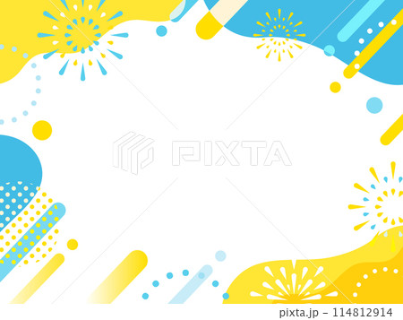 花火・夏のポップなウェーブのフレーム 114812914