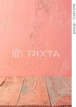 Serene Coral Backdrop With Rustic Weathered Wood Flooring Setup 114813200
